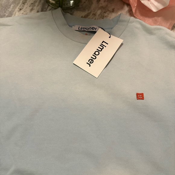 UNISEX Sky Baby Blue Sweatshirt with Smiley Face Embroidery - Picture 4 of 8